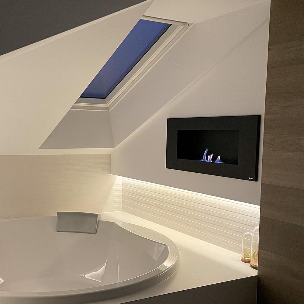 Wall Mounted Bioethanol Fireplace DELTA SLIM Black TÜV 