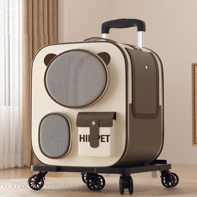 Pet Travel Backpack 3-in-1 Rolling Pet Carrier with Wheels, Breathable Mesh & Large Capacity for Cat, Dog, Walking, Vet Visit