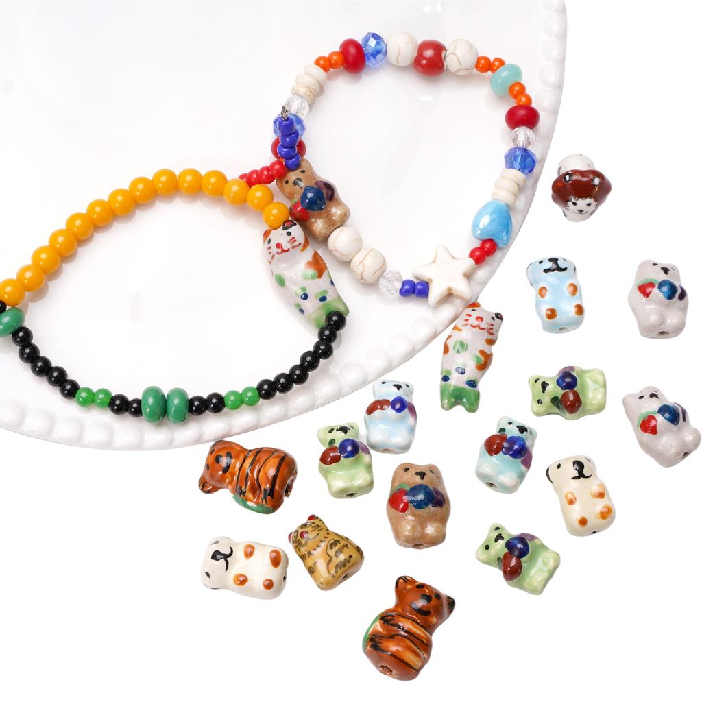 Керамические расписанные вручную бусины для милых животных-подвесок для браслетов, ожерелий и ювелирных изделий своими руками