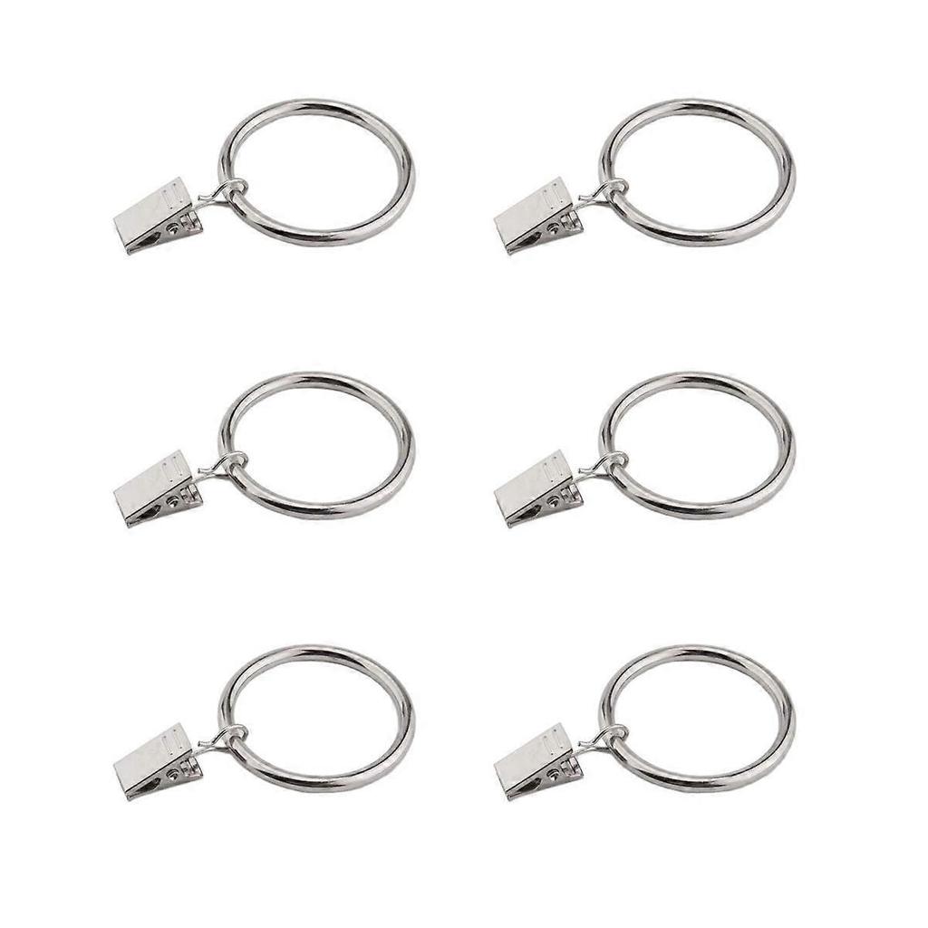 Silver Curtain Ring Clips with Hook 20 Pack Rustproof Metal Drapery Ring/Hanger Clips with Eyelets for Holding 38MM