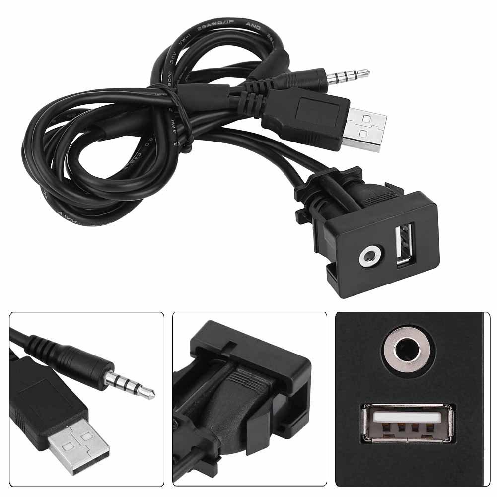 Car USB Outlet, AUX Audio Cable, USB Charging Cable, 1.4 Inch (3.5 Mm) Jack,