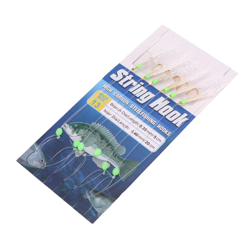 5 Sets Soft Fish Skin Fishing Rigs with Luminous Beads Fishing Lure Rigs  Saltwater Fishing