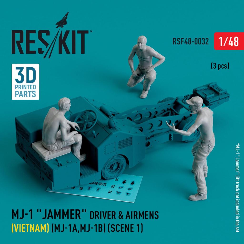 Reskit Bomb Loader Crew 1 Vietnam War 3 Pieces 3D Printer Kit 1/48 MJ-1A/B (for Reskit) RSKF48-0032