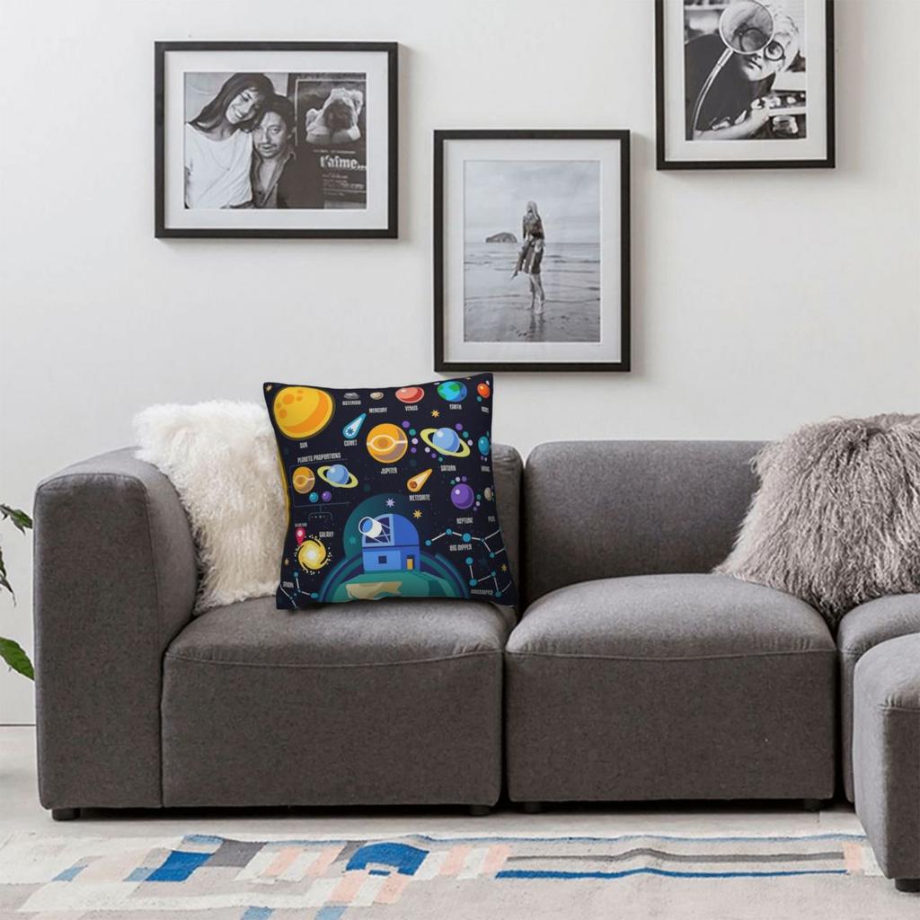 Space Universe Solar Big Bang Square Pillowcase Polyester Linen Velvet Creative Zip Decor Sofa Cushion Case 18"