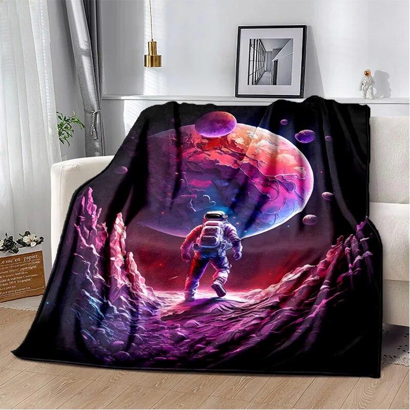 3D космическое одеяло с изображением астронавта, Вселенной, космонавта, мультяшное одеяло, мягкое одеяло для дома, спальни, кровати, дивана, офиса, одеяло, детское