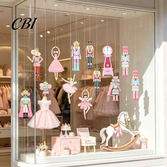 Pink Nutcracker Pendants 10/20/30Pcs Wooden Christmas Ornaments, Watercolor Hanging Decor with Girl Gift Ideas Ballerina, Horse & Mouse King Designs,