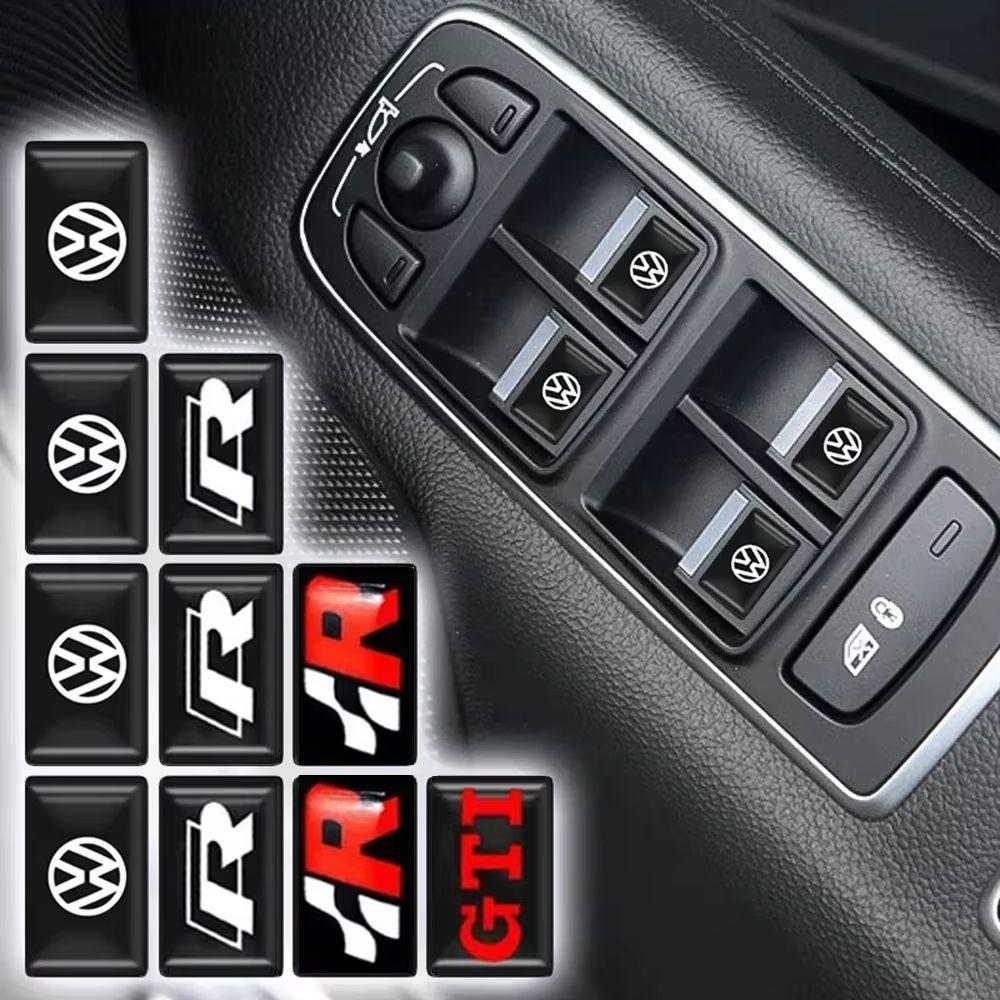 ear1 10PCS Epoxy for Volkswagen VW Rline GTI Passat Golf Bora Jetta Scirocco SR32 SR36 Car Interior Button Stickers Decorative Decals