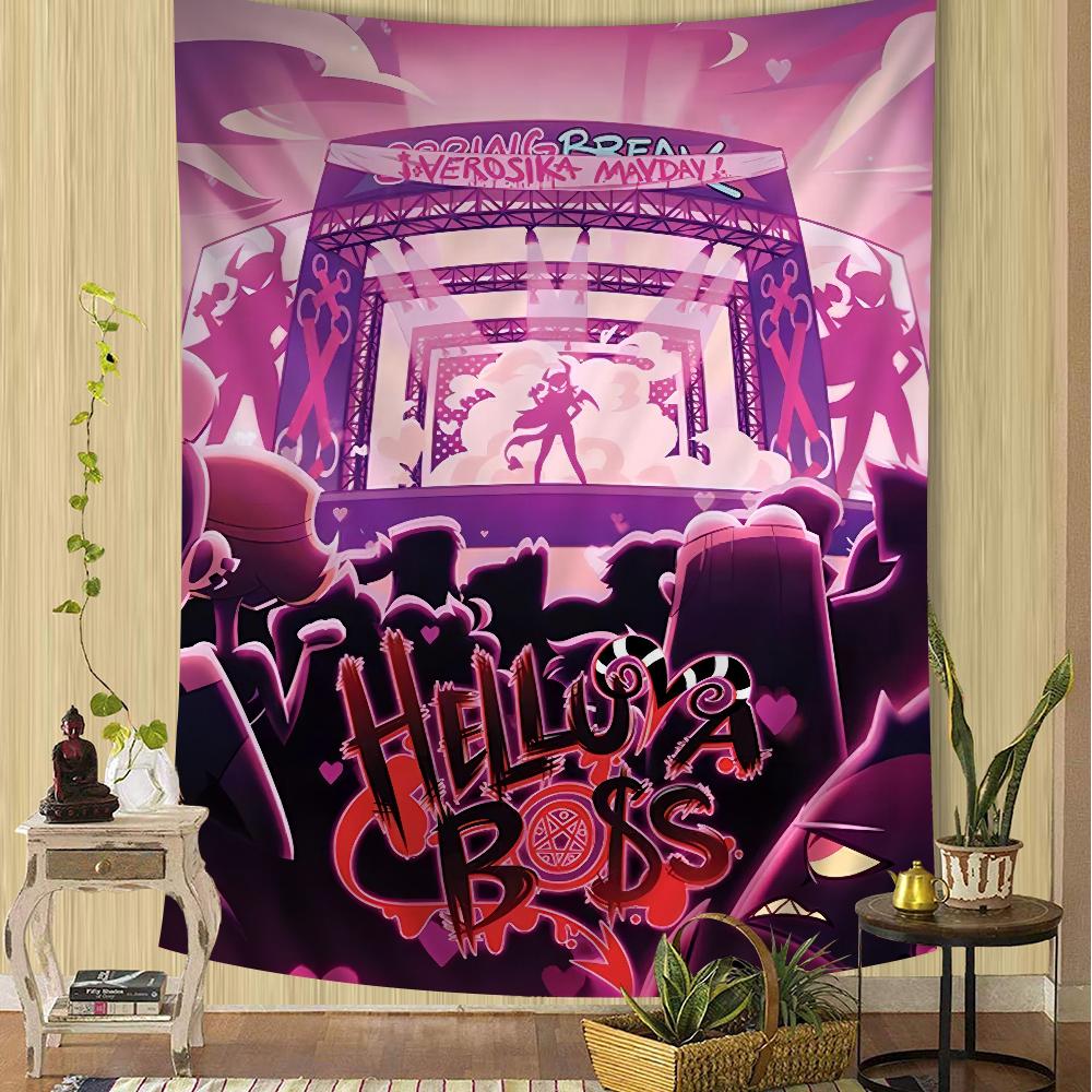 Helluva Boss Cartoon Tapestry Anime Tapestry Hanging Tarot Hippie Wall Rugs Dorm Wall Hanging Sheets