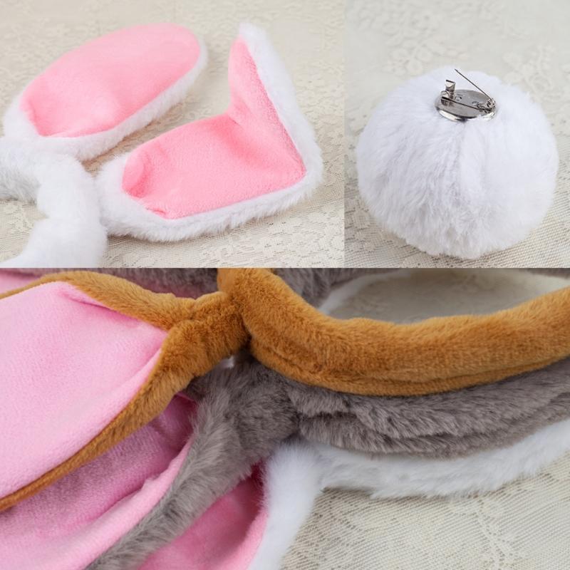 Ободок с кроличьими ушками, бабочка, нос, кроличий хвостик для Хэллоуина, косплей-вечеринки, 4 шт., костюм пасхального кролика для детей и взрослых