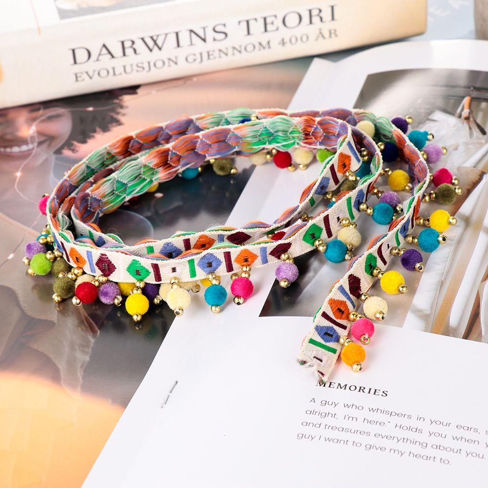 1yard Dress Costume DIY Craft Fabric Pompom Bohemia Ribbon Tassel Lace Trim Embroidered