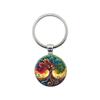 Life Tree Glass Pendant Keychain With Vibrant Line Design For Celebration And Souvenir Use