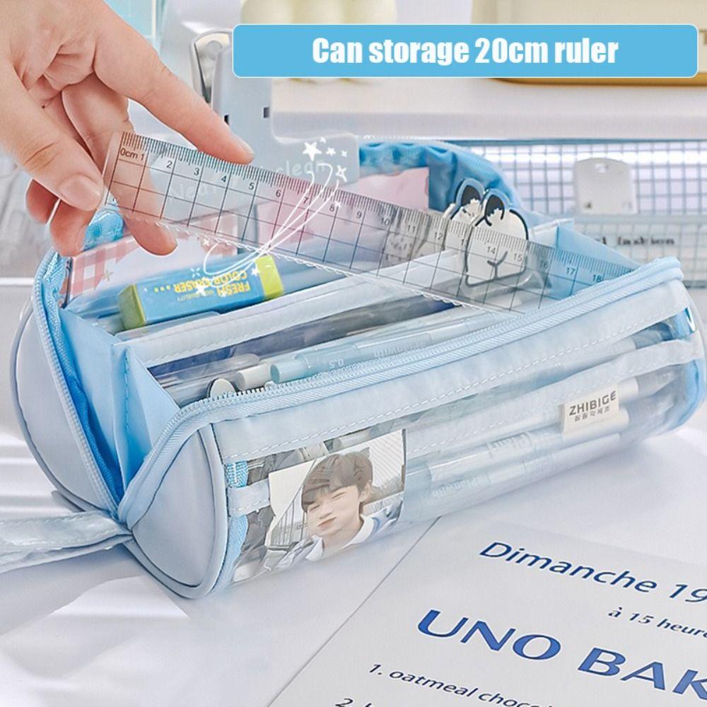 Цилиндрическая сумка для ручек Прозрачная сумка для канцелярских принадлежностей Грязенепроницаемая коробка для ручек для студентов