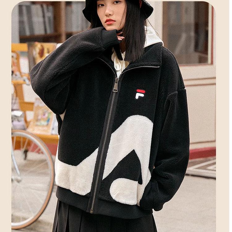Fila Куртка флисовая на молнии с принтом логотипа FW22, унисекс, черная F51U248926F-BK