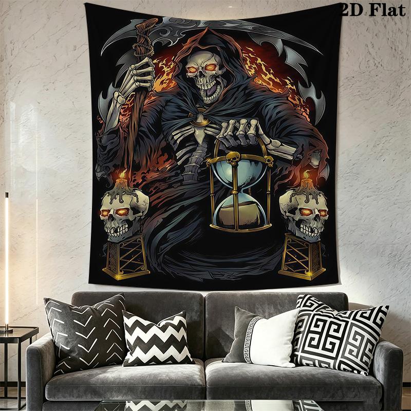 Dark Gothic Skull Design Tapestry Wallmounted Fashion Print Background Wall Hanging Cloth Work Of Art Background Cloth