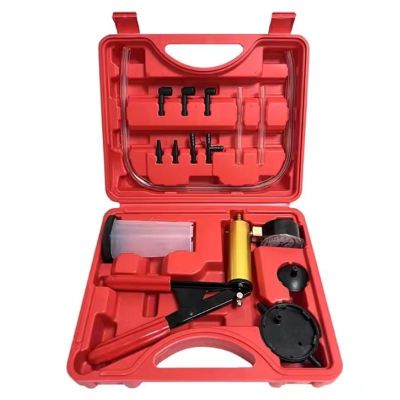 Vacuum pistol pump test kit, portable durable aluminum vacuum gauge manual vacuum pressure pump brake fluid discharge kit