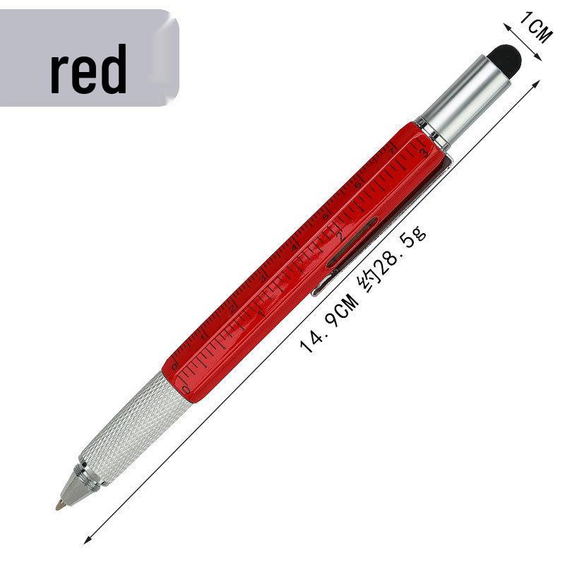 Six-in-One Multifunctional Touch Screen Pen with Capacitive Tip, Metal Ballpoint, Screwdriver, and Scale