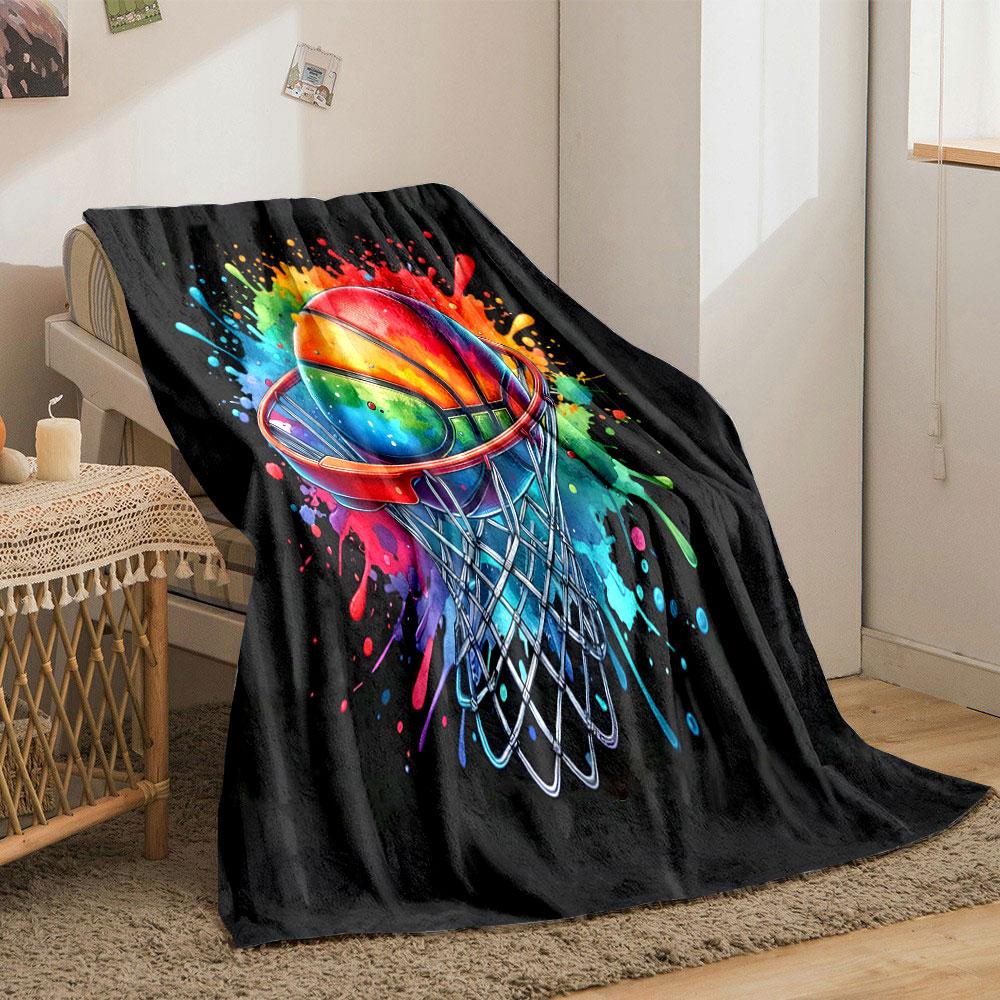 Colorful Basketball Splash Art Design print blanket soft and cozy perfect for the living room bed sofa or a nap,gift