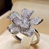 Huitan Women Flower Shaped Cubic Zirconia Rings Color New Trendy Jewelry Exquisite Gift Temperament Female Accessories