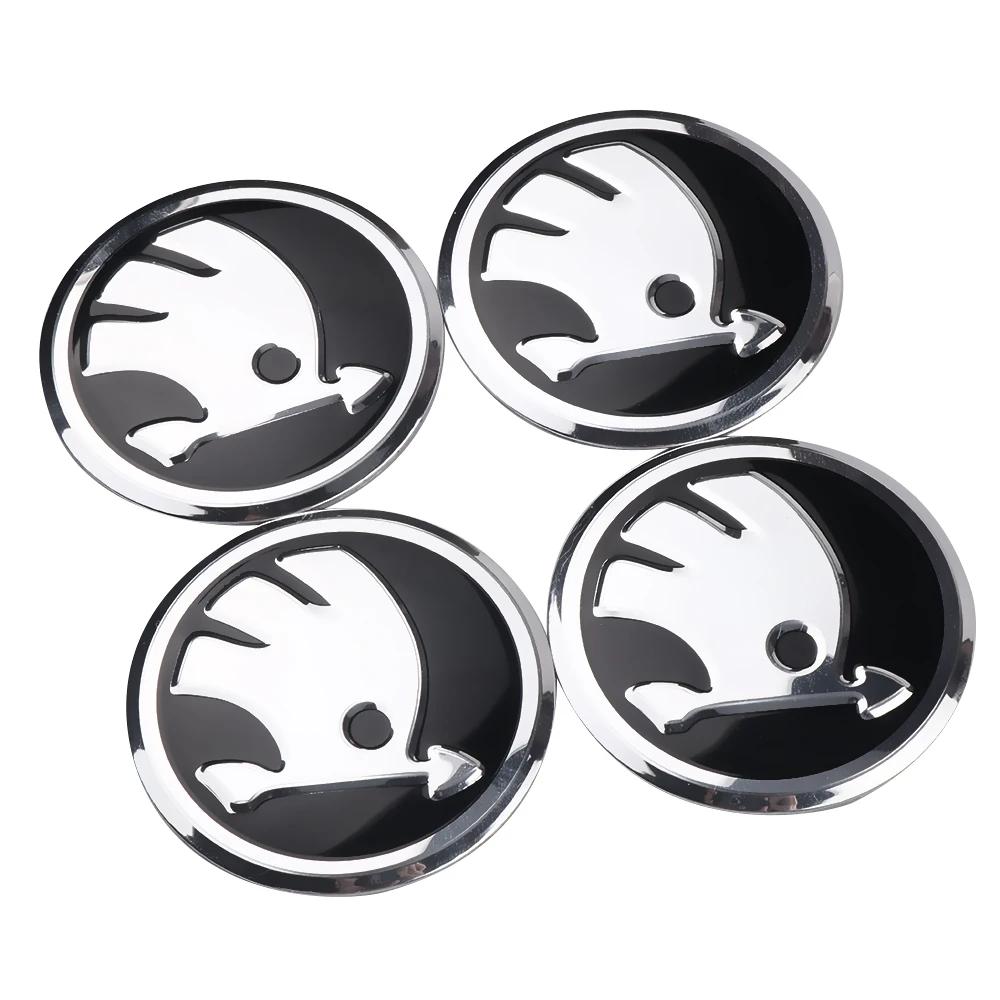 For 4Pcs 56/60mm Car Tire Hub Center Cap Wheel Cap Badge Sticker Skoda S Fabia Superb Octavia Rapid Karoq VII Yeti Kodiaq KamiqLS7