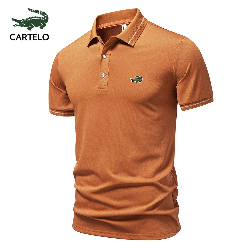 CARTELO Летняя новая спортивная повседневная футболка с вышитыми лацканами 2025 года, влагоотводящая и потоотводящая рубашка-поло