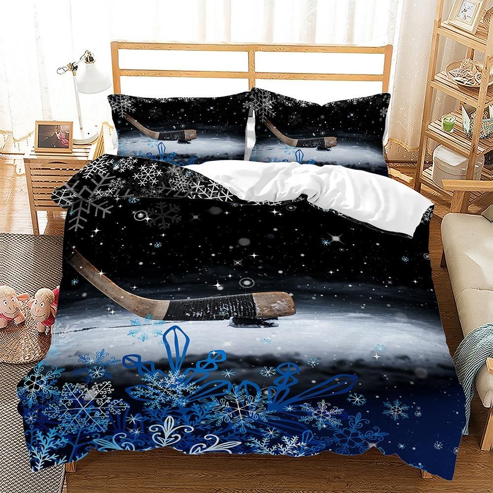 Комплект постельного белья с изображением хоккея на льду 3D для юных любителей хоккея на льду, детское постельное белье для мальчиков и девочек, спортивные игры, односпальная двуспальная кровать в подарок