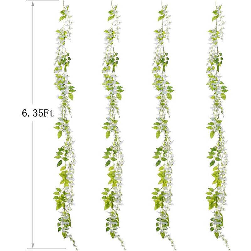 1.8M White Silk Wisteria Artificial Flowers Vine Garland Plants for Room Wedding Arch Decoration Fake Plant Flower Wall Decor