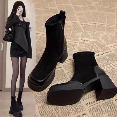 Сапоги осень-зима 2025 сапоги женские новые корейские маленькие до щиколотки популярные в этом году на толстой подошве в иностранном стиле короткие сапоги из мягкой кожи Мартин тонкие