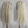 Platinum Blonde Deep Curly Wave Wig 13x4 Synthetic Lace Front Wig for Women Glueless Heat Resistant Fiber Hair Daily Use Cosplay