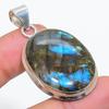 Labradorite Gemstone 925 Solid Sterling Silver Jewelry Pendant 1.85" SU-10294