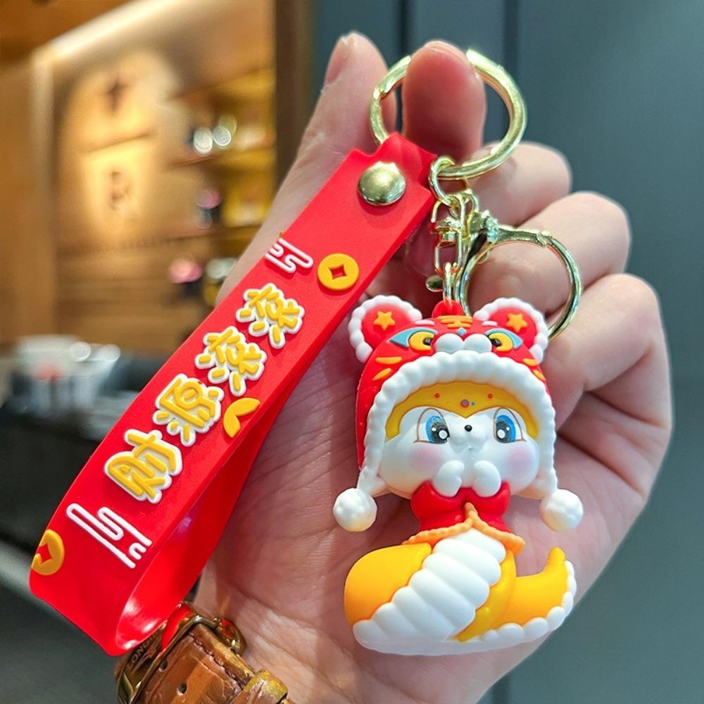Good Lucky Snake Keychain Lion Dance Snake Key Ring Cute 2025 New Year Pendant Bag Charm