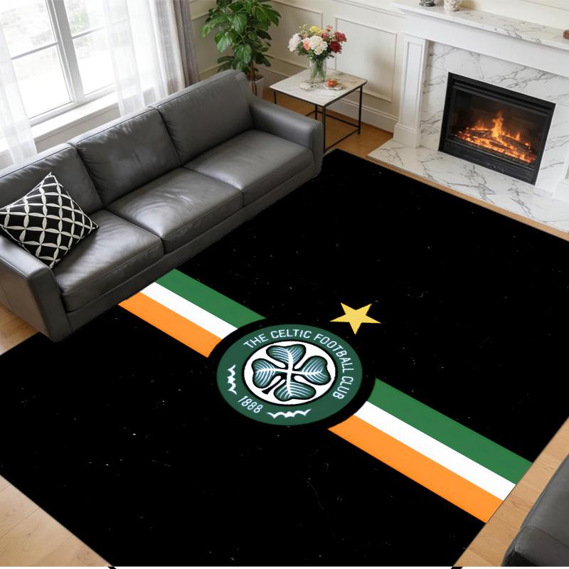 Anti‑Slip Crystal Velvet Floor Rug, Celtic FC Design Carpet for Indoor Living Bedroom Home Decoration