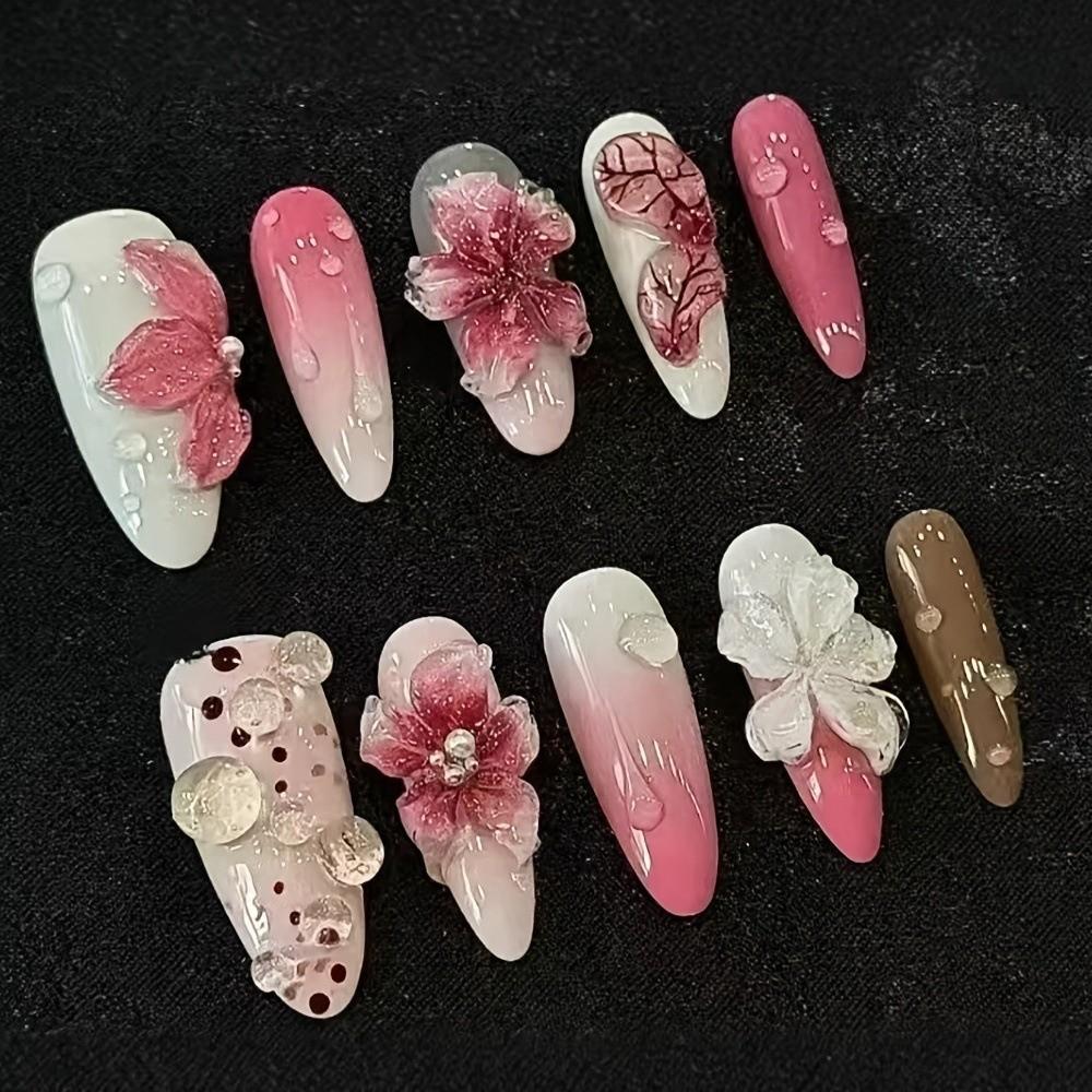 24pcs/set Detachable Press on Nails French Almond Fake Nail Tips New False Nail Women