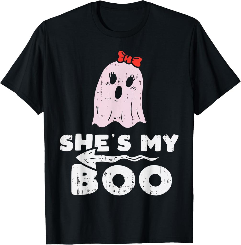 Hesshes My Boo Cute Matching Couple Halloween Tshirt Unisex Unisex Short Sleeve Spooky Season Tops Girlfriend Boyfriend Tshirts