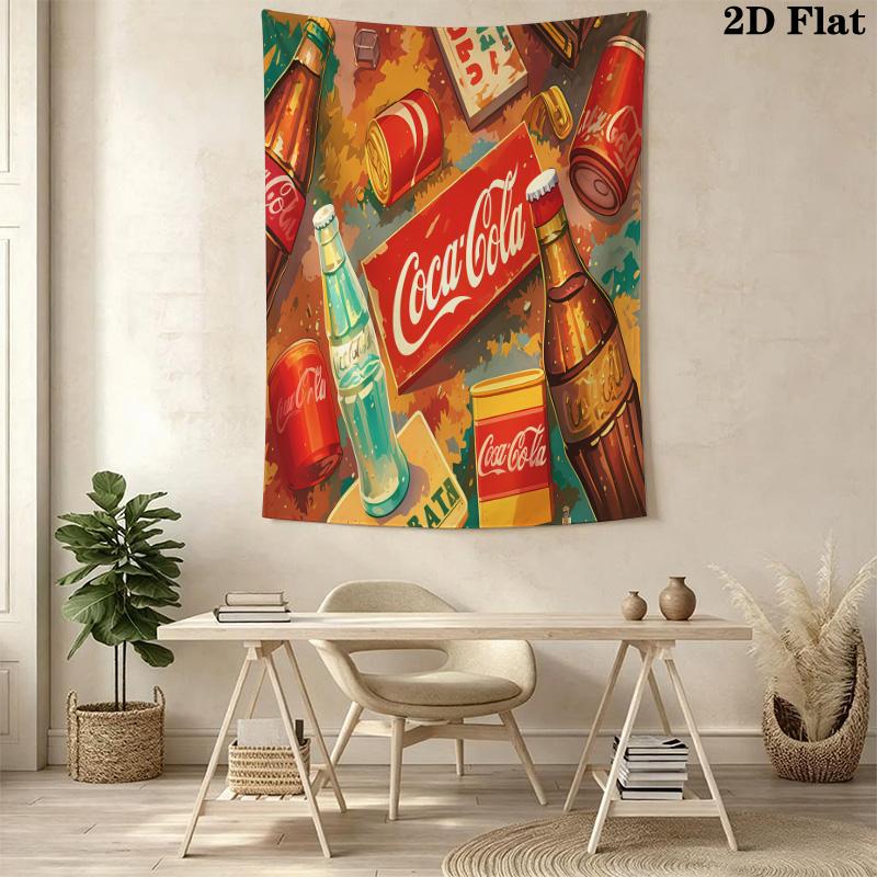 Retro Cocacola Wall Tapestry Tapestry Wallmounted Background Cloth Homestay Soft Decoration Tapestry Home Decor Background Wall Hanging Cloth