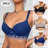 3Pcs Women Push-Up Sports and Leisure Bra with Four-Row Hook Bras Alphabet Decor and Steel Support Underwear B Cup