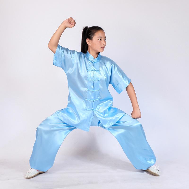 Детский и взрослый костюм с коротким рукавом для выступлений по тайцзи и ушу