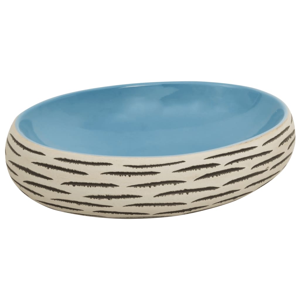 Countertop Wash Basin Multicolored Oval 59 x 40 x 15 cm Ceramic