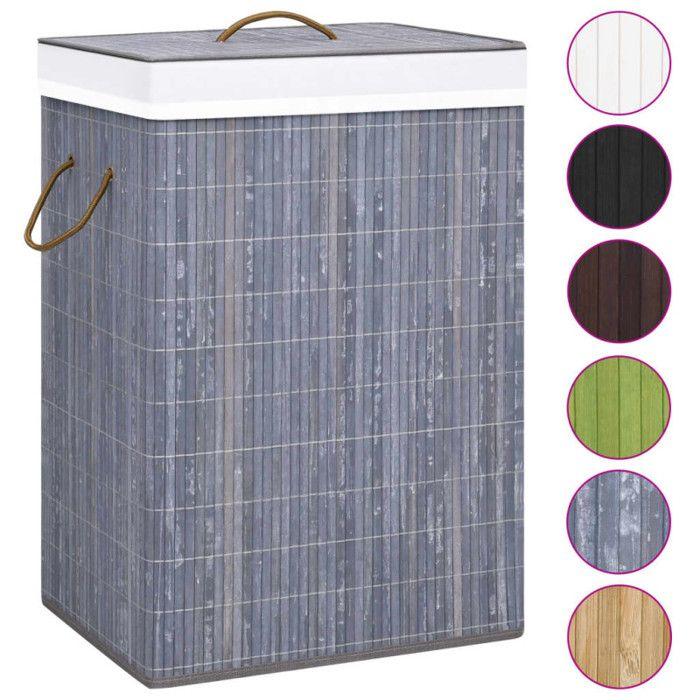 VidaXL Laundry Basket with 2 Sections Bamboo Grey 72 L 320741