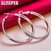 925 Sterling Silver Wave 40mm Hoop Earring Jewelry