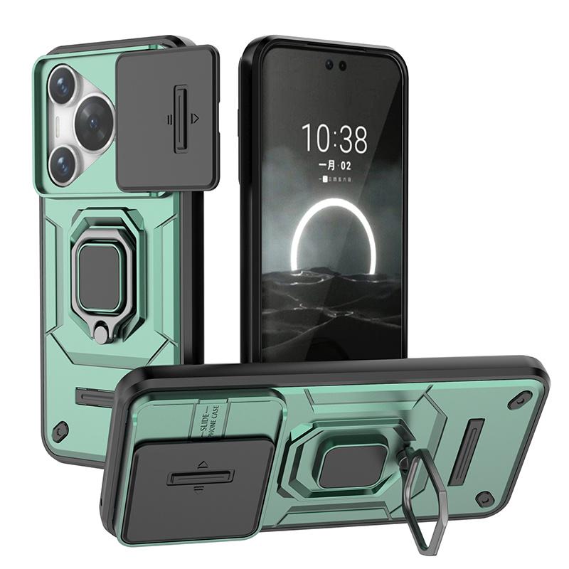 Shockproof Armor Funda For Huawei Pura 70 Pro Case Slide Camera Lens Protect Ring Stand Phone Cover For Pura70 Pro + Plus Capas