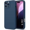 Case for iPhone 16 Pro - Liquid Silicone Protection - Navy Blue - Anti-Scratch - Flexible - Non-Slip