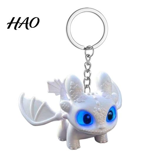 Movie Character Collectible Dragon Car Dashboard Ornament, Flapping Wings LED Flashing Eyes Keychain Kids Room Table Decor with Motion Sensor, Helmet