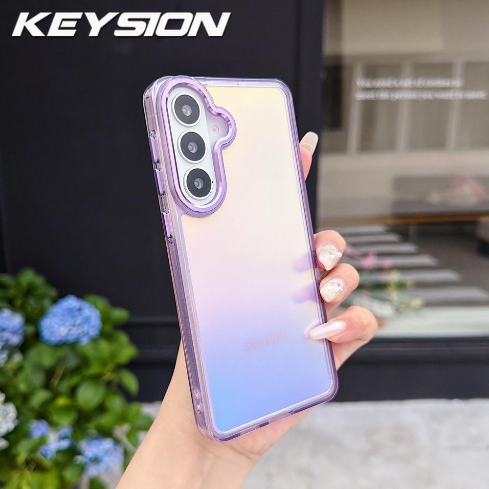 KEYSION Лазерный градиентный цветной чехол для телефона Samsung Galaxy S24 S25 S26 Ultra 5G S26+ S25 FE TPU+PC Ударопрочная задняя крышка