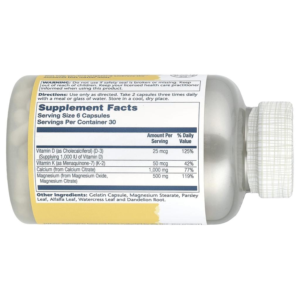 SOLARAY Calcium-magnesium Citrate 2:1 Ratio, 180 Capsules