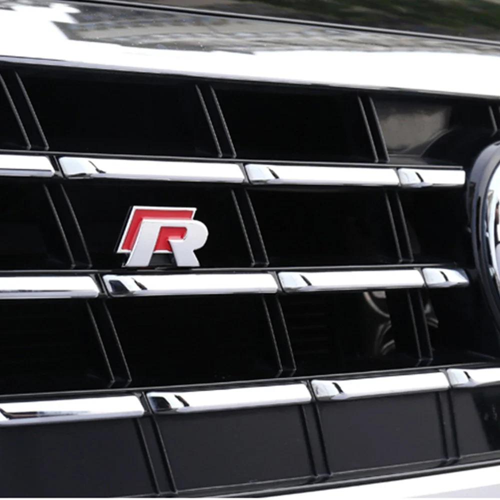 BOX1 2025 Hot Car Styling Front Grille Badge Decoration Rline Metal Emblem For Volkswagen VW Golf 4 5 6 7 8 Passat T5 B5 b6 b8 MK6 MK lu2