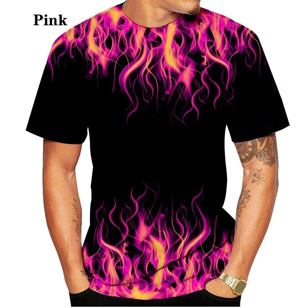 Мужская и женская футболка с 3D принтом «Огненное пламя», повседневный забавный пуловер, модные топы унисекс