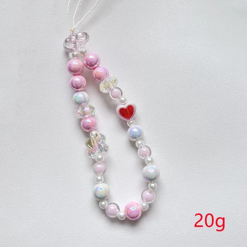 Сладкий и милый розовый клубничный мобильный ремешок, цепочки для телефона для женщин, жемчужная цепочка, подвеска-шарм для телефона, брелок, шнурок от потери, украшения