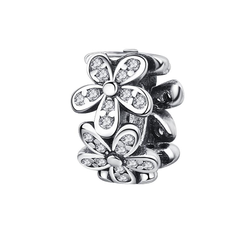 100% S925 Sterling Silver Pendant Sparkling Snowflake Rose Daisy Flower Bee Clip Charm Bead Fit Original Bracelet Jewelry