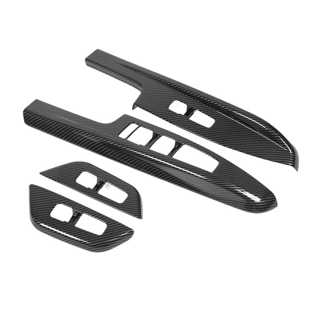 4 Pcs Door Window Control Panel Cover Carbon Fiber Style Window Lifter Decor Replacement for Kia