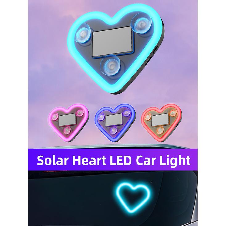 Solar Powered Heart-Shaped LED Neon Atmosphere Light For Car Triangle Window/Rear Windshield Decoration Atmosphere Lights Dome Lights 6